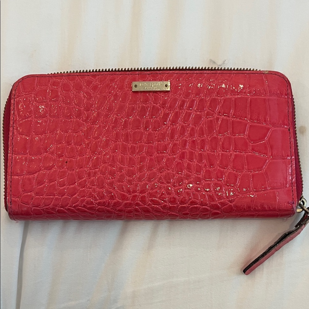 Kate Spade Pink Croc-Texture Wallet